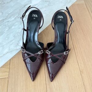 Zara Brown Stiletto Heels Classic Design